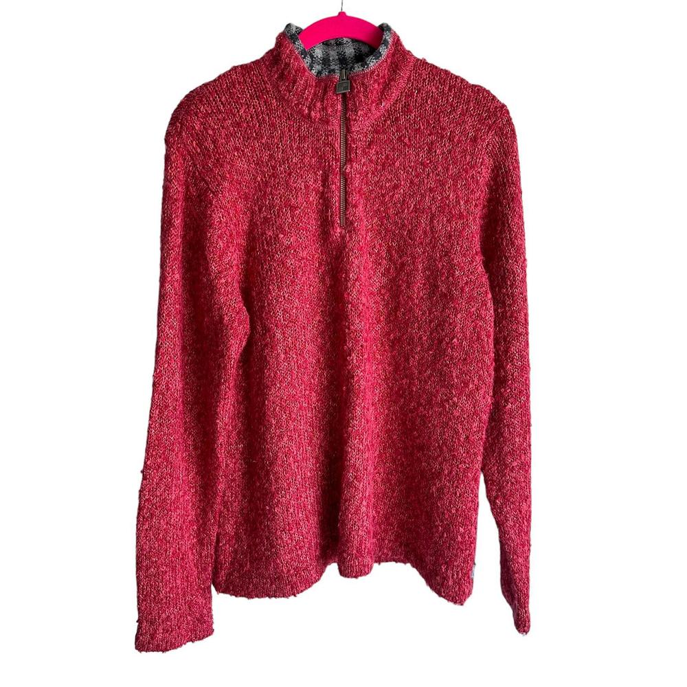 WOOLRICH Ruby Red Quarter Zip Front Ladies‎ Casual Sweater, L